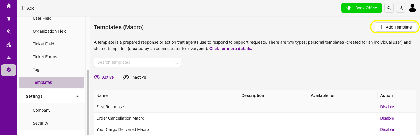 How can I create a Template (macro)? - Grispi Support